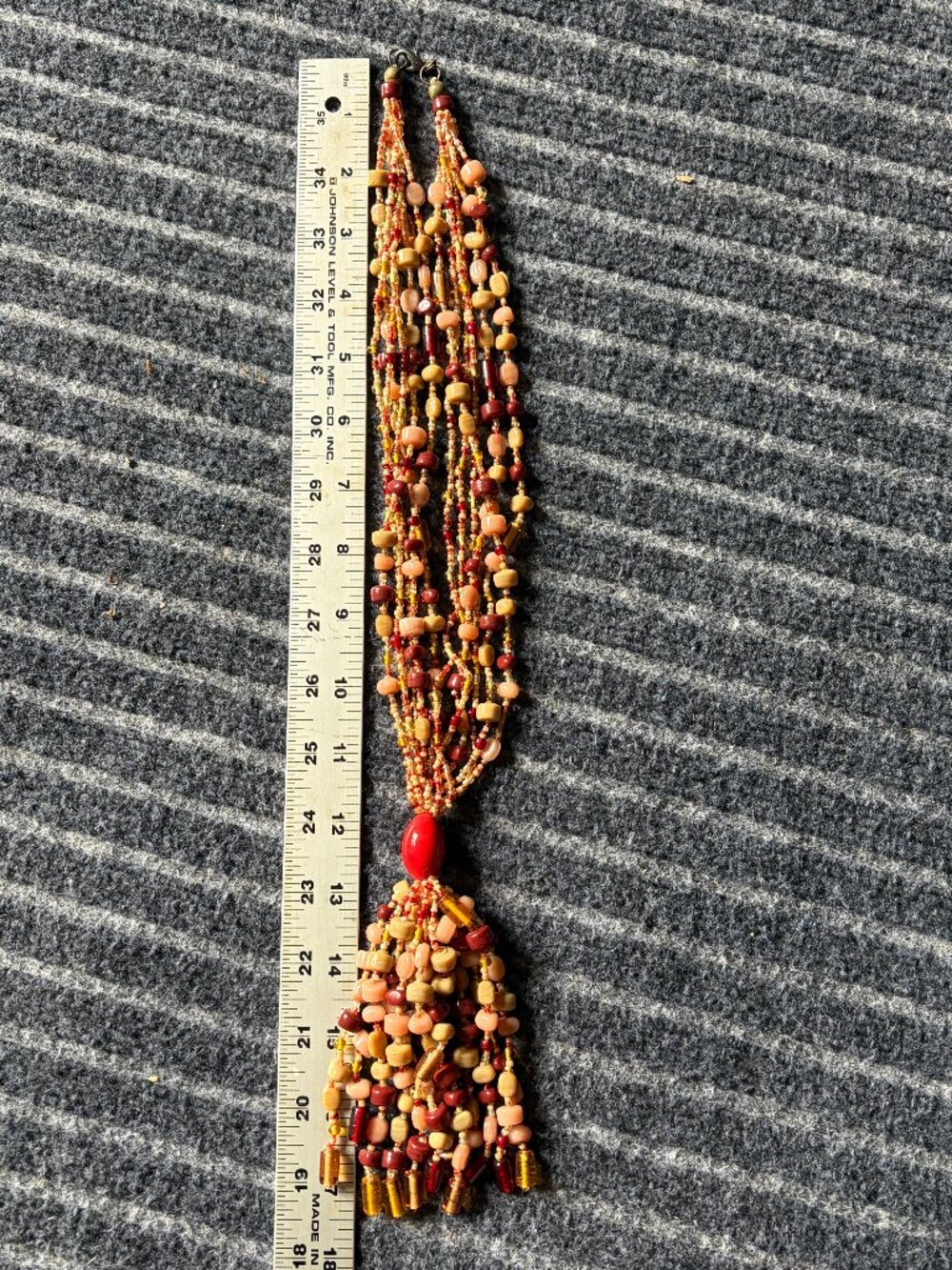 Multi Strand Beaded Necklace Tan and Brown stone and glass beads 170 g 24" - Picture 2 of 7